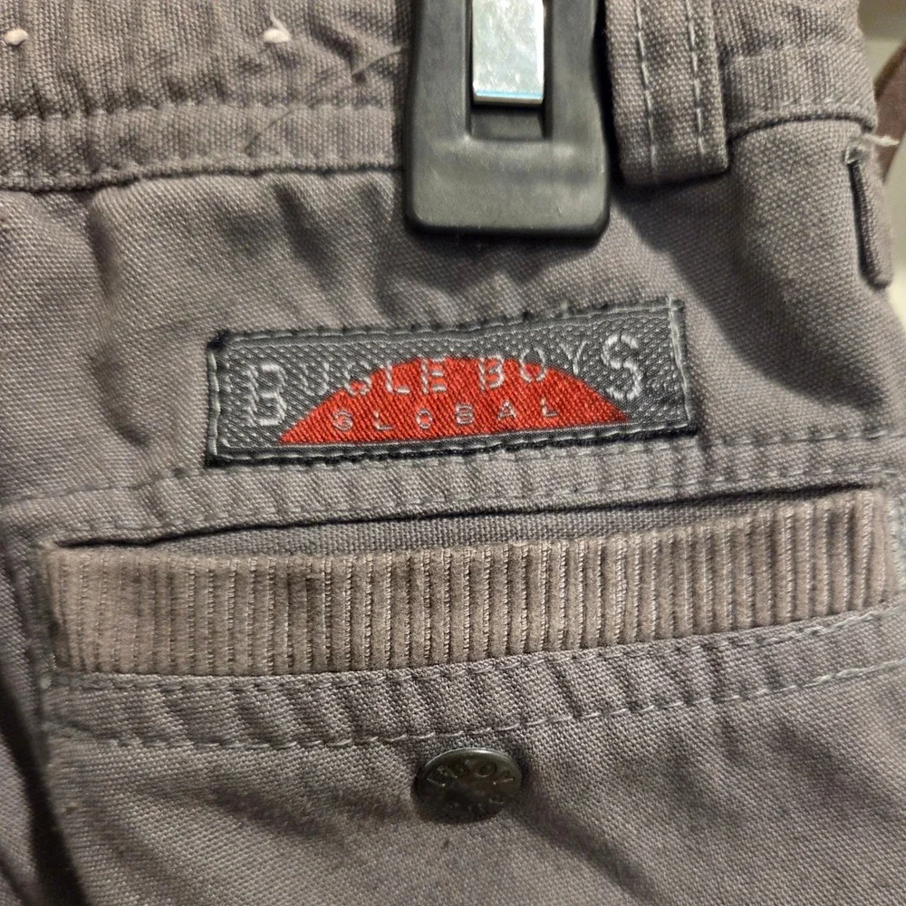 Vintage 80s Bugle Boy Gray Cargo Pants Size 7 Slim Radioactive Pocket Joggers